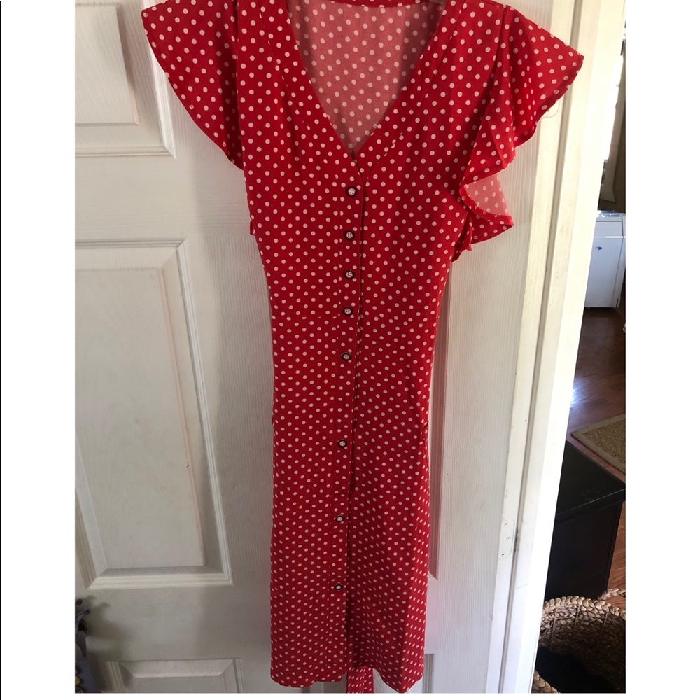Red polka dot dress